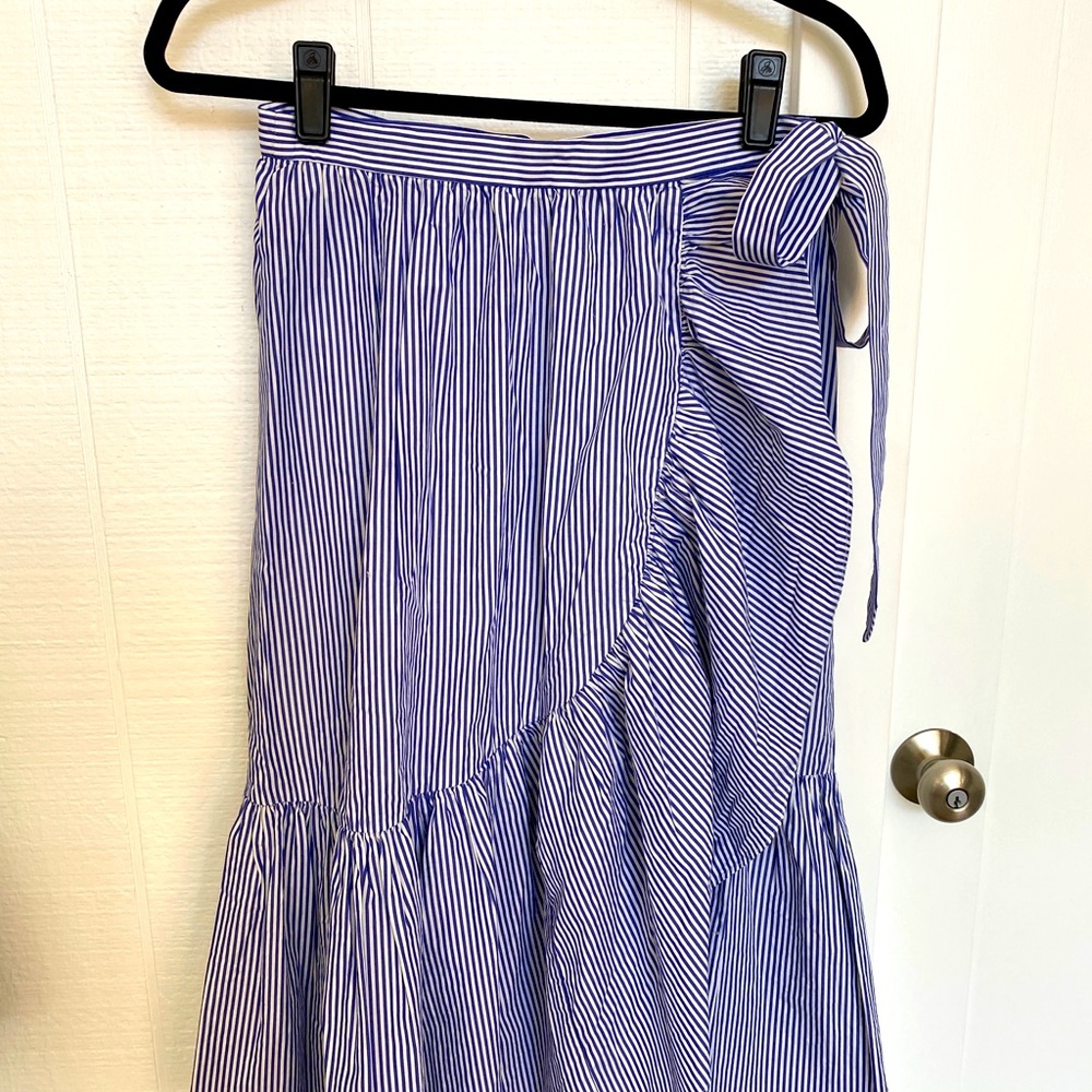 Brand new blue striped JCREW wrap skirt